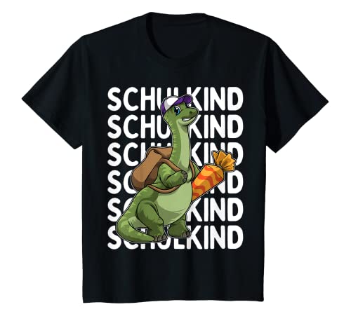 Kinder Schule 2022 Dino Schulkind Dinosaurier mit Schultüte T-Shirt