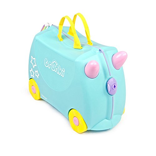 Trunki Handgepäck Und Kinderkoffer zum Draufsitzen | Kinder Risen Geschenk für Mädchen Und Jungen | Trolley Una Unicorn (Blaugrün)