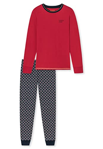 Schiesser Mädchen Langer Schlafanzug Pyjamaset, rot, 152