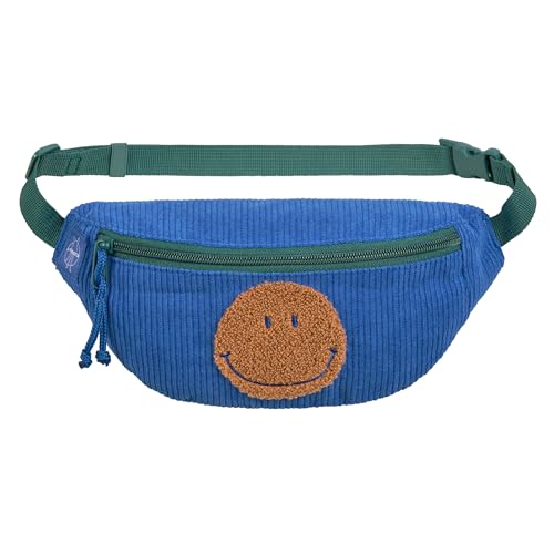 LÄSSIG Kinder Bauchtasche Umhängetasche mit verstellbarem Gurt/Mini Bum Bag Cord Little Smile Blue