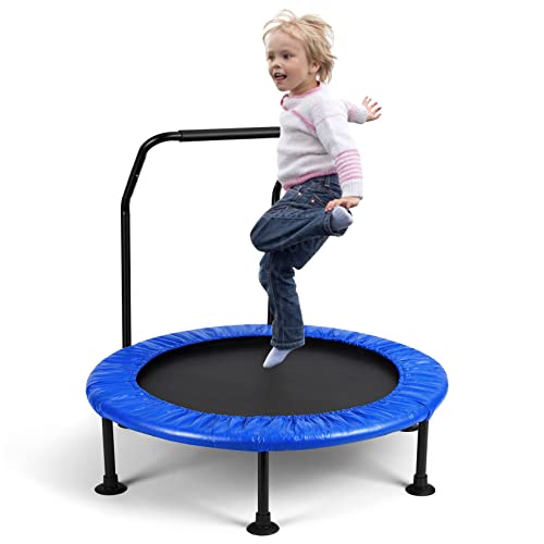 Kleine runde Trampoline für Kleinkinder Indoor Outdoor Springen AOKCOS Fitness-Trampolin 4.5 ft Kinder Trampolin mit Sicherheitsnetz und Sicherheitspad 
