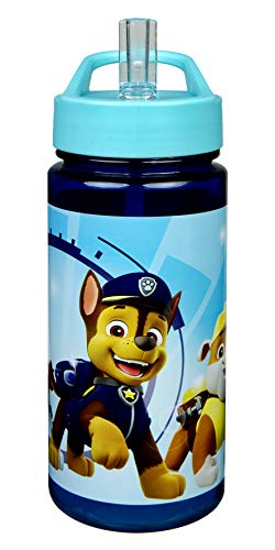 Trinkflasche für Kinder mit Motiv - Wasserflasche aus Kunststoff BPA frei - ca. 500ml Fassungsvermögen - integrierter Strohhalm - ideal für Kindergarten und Schule
