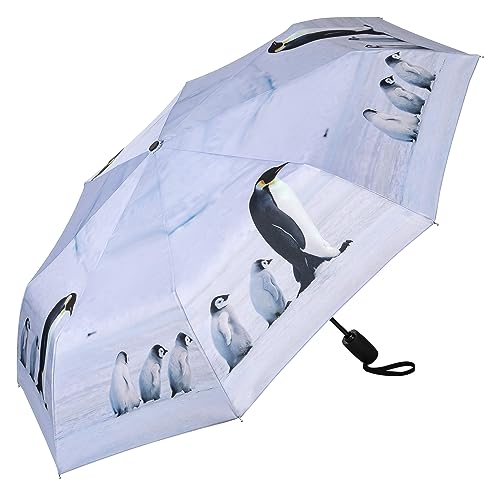 VON LILIENFELD Regenschirm Taschenschirm Pinguin Windfest Auf-Zu-Automatik Stabil Leicht Kompakt