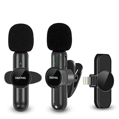 SNZIYAG Lavalier Mikrofon Wireless für iPhone iPad,kabelloses Plug-Play Mikrofon für Aufnahme,Live Streaming,YouTube,TikTok,Rauschunterdrückung,automatische Synchronisierung,Keine APP(2 IN1/IOS)