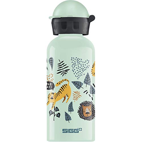 SIGG - Alu Trinkflasche Kinder - KBT Jungle TZZ - Auslaufsicher - Federleicht - BPA-frei - Klimaneutral Zertifiziert - Hellgrün- 0,4L