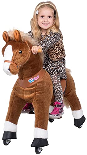 Miweba PonyCycle Amadeus - 3 Jahre Garantie - Modell 2022 - U Serie - Schaukelpferd - Kuscheltier auf Rollen - Kinder - Pony - Tierlaute Pferd - Reiten - Plüschtier - MyPony - 3-5 Jahre (Small)