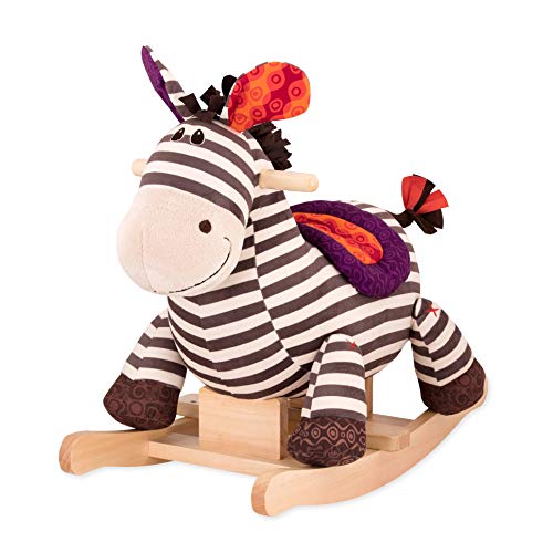 B. toys Schaukelpferd Zebra gestreift aus weichem Plüsch und hochwertigem Holz, Schaukeltier zum Draufsitzen für Kinder und Babys ab 18 Monaten