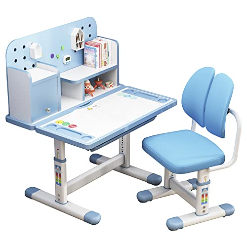 Style home Kinderschreibtisch höhenverstellbar Schülerschreibtisch mit Stuhl, ergonomischer Schreibtisch-Stuhl Set für Kinder Mädchen Jugend (Blau)