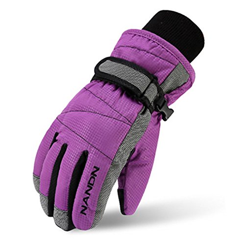 MAGARROW Jungen Winter-warme windundurchlässige Outdoor Sports Handschuhe klein Violett, Medium (Fit Kids 8-10 Years Old) lila