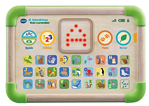 VTech Baby Interaktives Lerntablet – Umweltfreundliches Kindertablet aus FSC®-zertifiziertem Holz – Leuchtende Touch-Oberfläche und verschiedene Spielmodi – Für Kinder von 1-4 Jahren, 30,4x24,3cm