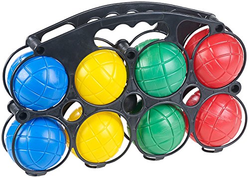 PEARL Boccia Spiel Kinder: Boule- & Boccia-Spiel mit 8 Kunststoff-Kugeln, Ziel-Kugel & Tragekorb (Gartenspiele)