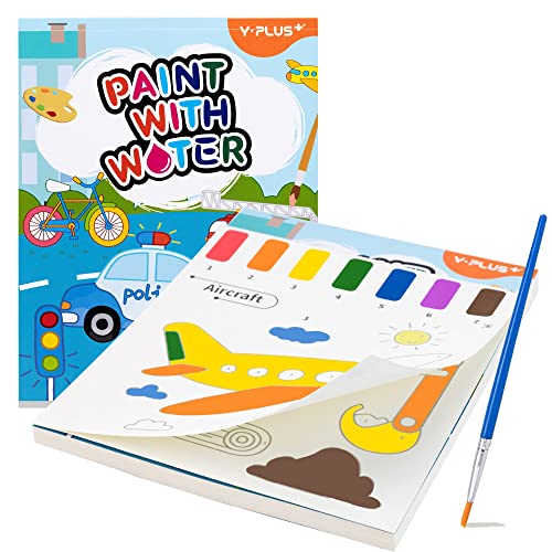 YPLUS Malbuch mit Wasserfarben für Kleinkinder, Aquarell-Malpapier für Kinder im Alter von 1–3, 2–4, magisches Buch, Kunsthandwerksgeschenk zum Zeichnen – Verkehr