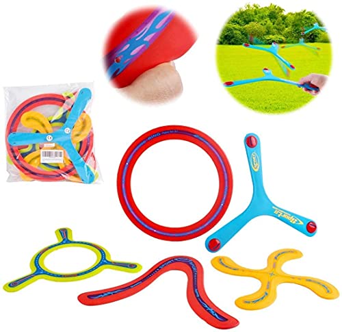 deAO 5-teiliges buntes Rückkehr Boomerang-Sportspielzeug für Anfänger und Junge Werfer