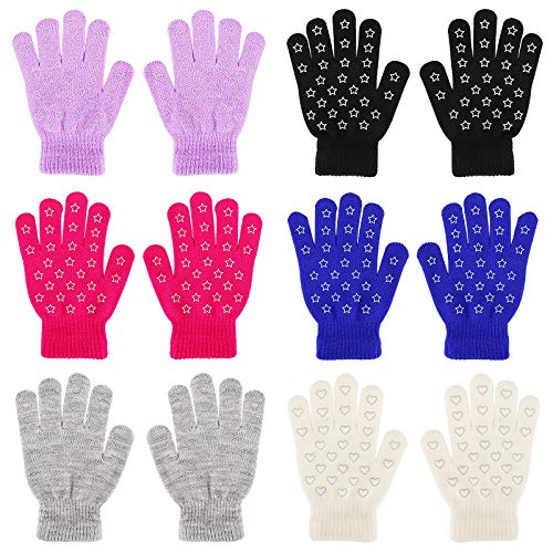 QKURT 6 Paare Kinderhandschuhe,Voller Finger Kinder Winterhandschuhe Strickhandschuhe Geeignet für Kinder im Alter von 5 bis 13 Jahren