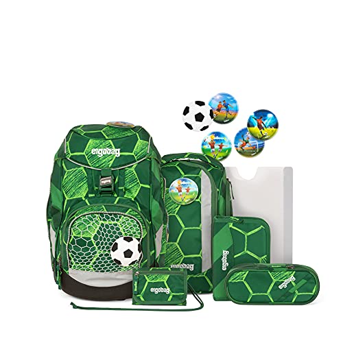 ergobag pack Set - ergonomischer Schulrucksack, Set 6-teilig - ElfmetBär - Grün