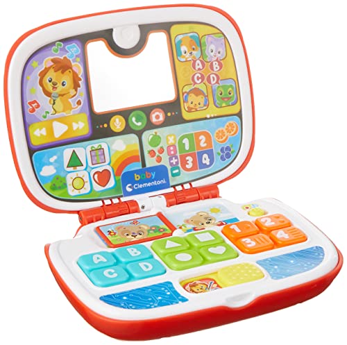 Baby Clementoni Baby-Laptop Tierfreunde - Spielzeug für Babys & Kinder ab 9 Monaten mit Ton- & Lichteffekten - Sensorik- & Motorikspielzeug für Kleinkinder, 59286 von Clementoni