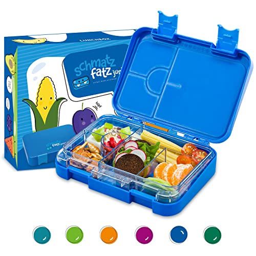 SCHMATZFATZ Junior Brotdose Kinder mit Fächern| BPA Frei Lunchbox Kinder| Bento Box Kinder | Brotbox| Snackbox | Perfekt für Schule, Kindergarten & Unterwegs (Blau)