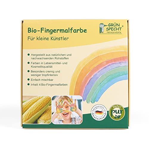GRÜNSPECHT Naturprodukte 691-00 Bio-Fingermalfarbe gelb, rot, blau, grün, mehrfarbig, 500 g