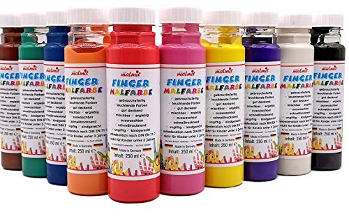 Fingermalfarbe 10er Set je 250ml Farbe Fingermalfarbe vom Hersteller € 9,96/L