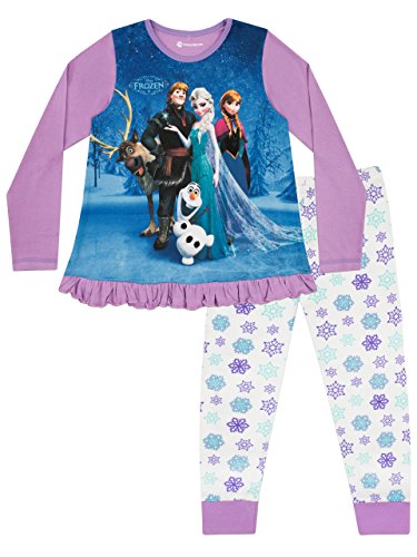 Disney Frozen Schlafanzug | Die Eiskönigin Pyjama Mädchen | Anna ELSA Kristoff Olaf & Sven | Prinzessinnen Schlafanzüge für Kinder Mehrfarbig 152cm