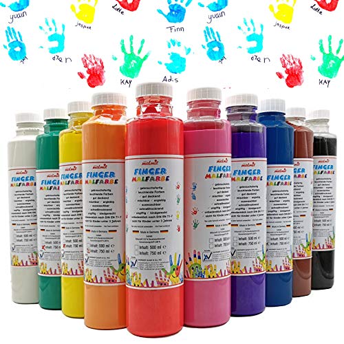 Fingermalfarbe 10er Set je 750ml Farbe Fingermalfarbe vom Hersteller € 5,99/L