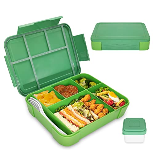IJIAMY Brotdose Kinder mit Fächern, 1300ml Jausenbox Kinder, Auslaufsicher Bento Box, Lunchbox Kinder, Vesperdose für Kindergarten & Schule