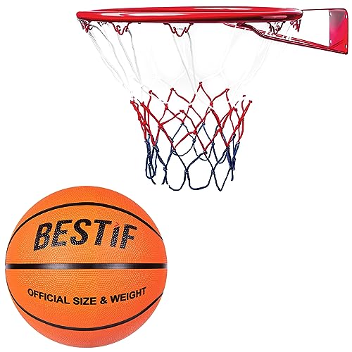 BESTIF Basketballkorb Basketball Set für Kinder | großer Korb 45cm | Ball Gr. 5 | Hoop zum Aufhängen Ring (BPK01)