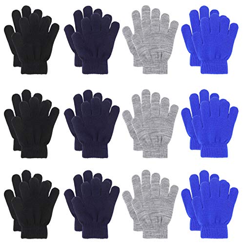 QKURT 12 Paare von Kinderhandschuhe, Magische Stretch Handschuhe Voller Finger Kinder Handschuhe für 3~6 Jahre alte Kinder Mädchen Jungen
