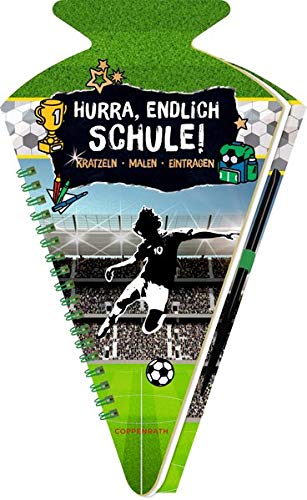 Schultüten-Kratzelbuch - Fußball - Hurra, endlich Schule!: Kratzeln, Malen, Eintragen