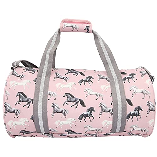 Depesche 11442 Miss Melody - Sporttasche im Lovely Horses Design, rosa Gymbag mit Pferde-Motiv, ca. 42 x 21,5 x 21,5 cm groß, mit kurzen Tragegriffen und verstellbarem Schultergurt