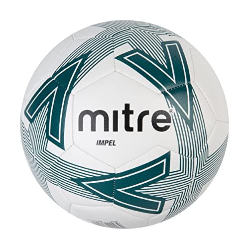 Mitre Impel L30P Fußball, sehr strapazierfähig, formbeständig, für alle Altersgruppen, weiß, dunkelgrün, schwarz, Ballgröße 5