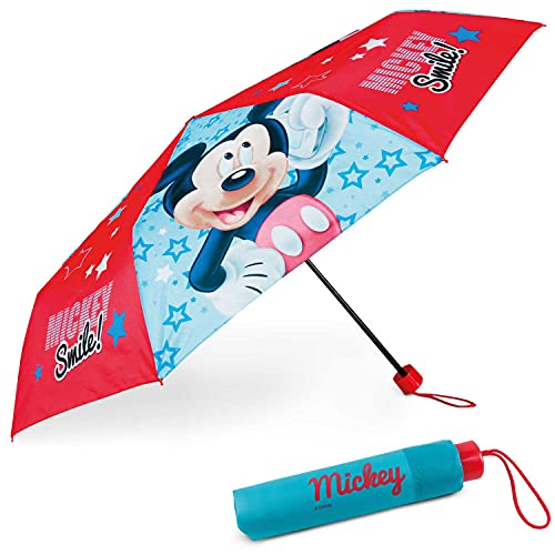 BONNYCO Regenschirm Kinder Mickey Mouse Regenschirm Sturmfest mit Verstärkter Struktur - Klappschirm mit für Tasche, Rucksack oder Reise | Regenschirm Klein Jungen - Geschenke für Jungen