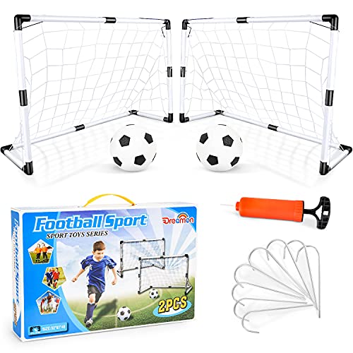 Dreamon 2er Set Kinder Fußballtore mit Fußball,Tore und Pumpe Fussball Interaktiv Minitore Spielzeug Sportspaß für Garten Indoor