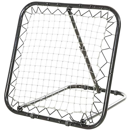 HOMCOM Fußball Rebounder klappbar Kickback Tor Rückprallwand Netz für Baseball Basketball Verstellbar in 5 Stufen Metall Schwarz 78 x 84 x 65-78 cm