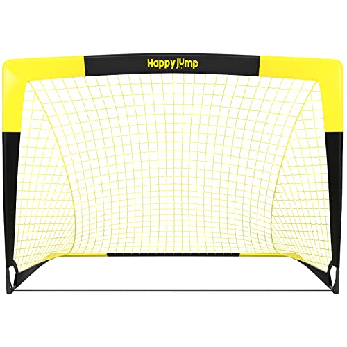 Happy Jump Fussballtor Pop Up Fussballtore für Kinder Garten Fussball Tor Football Ball Tore x1 (4'x3', schwarz+gelb)