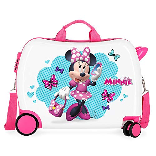 Disney Minnie Good Mood Kinder-Koffer Mehrfarbig 50x38x20 cms Hartschalen ABS Kombinationsschloss 34L 2,1Kgs 4 Räder Handgepäck, Weiß