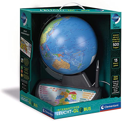 Clementoni 59183 Galileo Science – Interaktiver Leucht-Globus, sprechende Weltkugel mit Fragen & Fakten, Spielzeug für Kinder ab 7 Jahren, Lernspielzeug