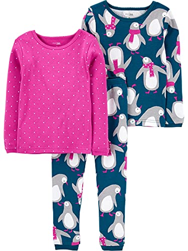 Simple Joys by Carter's 3-Piece Snug-Fit Cotton Pajama Pyjama-Set, Pinguin/Punkte, 4-5 Jahre