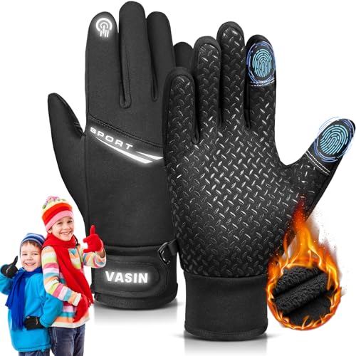 Handschuhe Kinder Winter Warme Winterhandschuhe, 2023 Neu Handschuhe Kinder, Wasserabweisende Touchscreenhandschuhe Winddichte Laufhandschuhe, Sport Fahrradhandschuhe Für Jungen Mädchen 4-12 Jahre