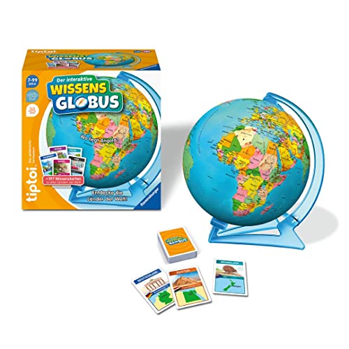 Ravensburger tiptoi® Spiel 00107 - Der interaktive Wissens-Globus - Lern-Globus für Kinder ab 7 Jahren, lehrreicher für Jungen und Mädchen, für 1-4 Spieler