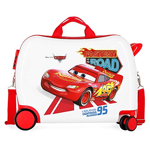 Disney Cars Good Mood Kinder-Koffer Mehrfarbig 50x38x20 cms Hartschalen ABS Kombinationsschloss 34L 2,1Kgs 4 Räder Handgepäck, Weiß