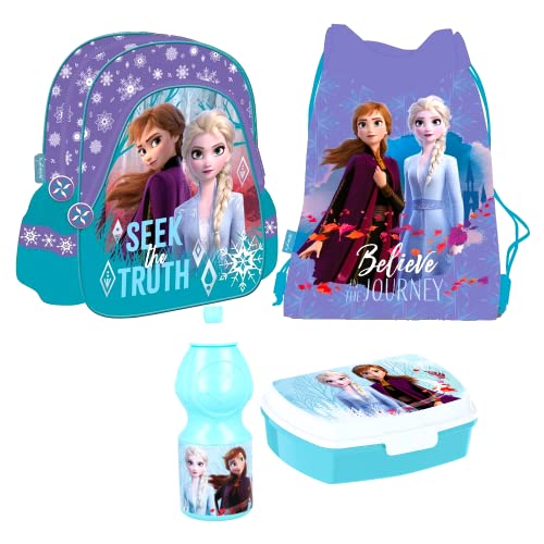 Frozen Eiskönigin Disney 4 Teile Set Rucksack Tasche Kindergarten Kindergartenrucksack mit-Sticker-von-Kids4shop