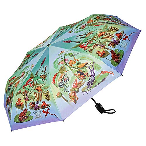 VON LILIENFELD Regenschirm Taschenschirm Frosch Familie Windfest Auf-Zu-Automatik Tier Kompakt Leicht Stabil