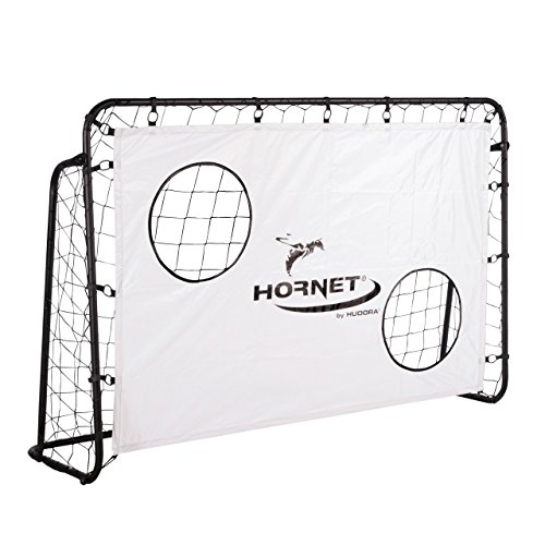 HUDORA Fussballtor Hornet - Fussballtor mit Torwand - Training für Kinder und Jugendliche - Fussball Tor 180 x 120 x 60 cm für Garten Outdoor - Weiß / Schwarz - 76918