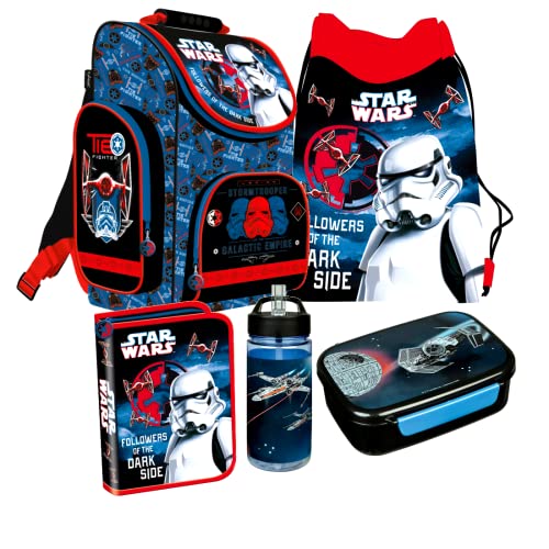 Star Wars Clone Schulranzen RANZEN Tornister 5 Teile Set Tasche Federmappe mit Sticker von Kids4shop