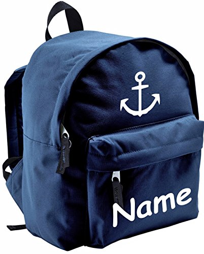 Shirtinstyle Kinder Rucksack Anker, Marine, mit Name veredelt, ideal für Kita, Farbe blau