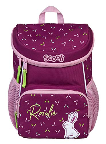Mini-Me Kindergartenrucksack 3-6 Jahre mit Namen bedruckt | Motiv Hase pink Tiere für Jungen & Mädchen | kleiner Rucksack mit Brustgurt gepolstert (Rosi Rabbit)