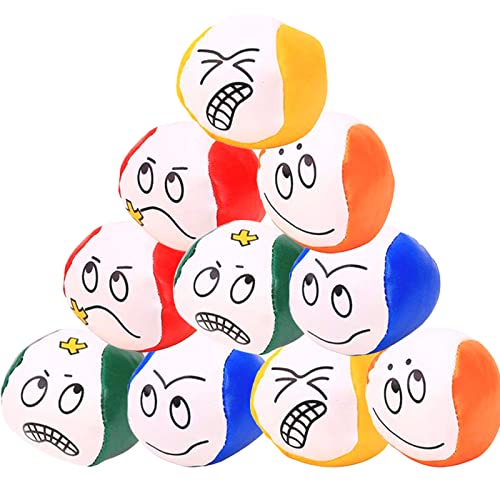 Jonglierbälle für Anfänger,Liuer 12PCS Jonglierball Set Kreative Lustige Pädagogische Jonglierbälle zum Ballspielen Jonglier-Set für Erwachsene(Emoji-Expression Muster)