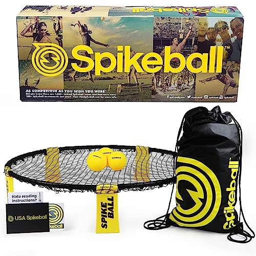 Spikeball-Set mit 3 Bällen - Zum Spielen im Freien, im Haus, im Garten, am Strand, bei Ausflügen, im Park - Enthält 3 Bälle, Turn-/Transportbeutel und Regelheft - Spiel für Kinder, Teenager, Erwachsene