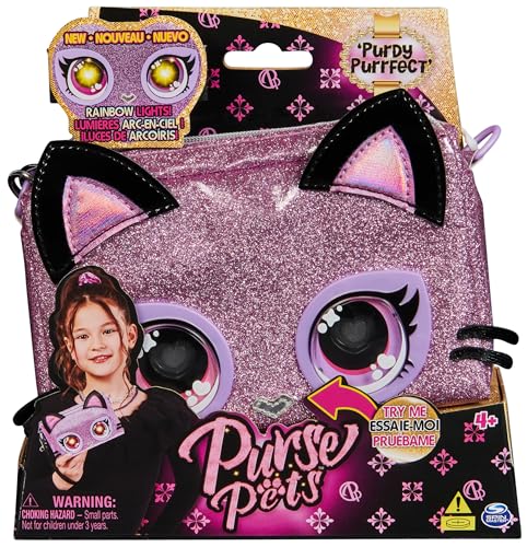 Purse Pets Clutch Purdy Purrfect Kätzchen - Kindertasche und Spielzeug in einem, Wird mit leuchtenden Augen in Regenbogenfarben lebendig, für Kinder ab 4 Jahren